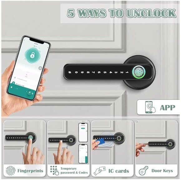 Fingerprint Door Lock, Smart Fingerprint Door Knob, Keyless Entry Door Lock - Picture 2 of 7